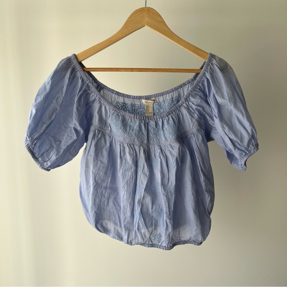 Blue off the shoulder crop top - Picture 1 of 1